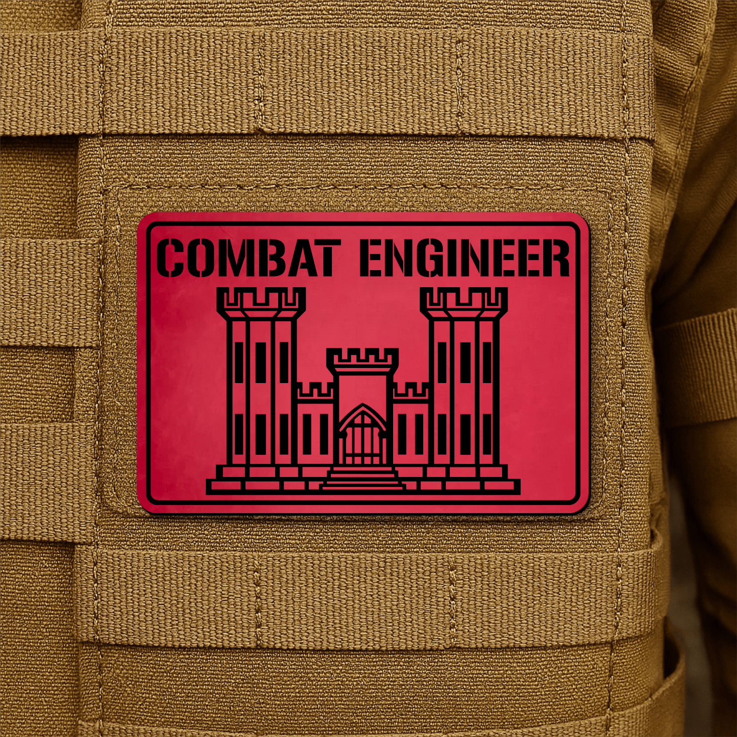 Combat Engineer Morale Patch 2"x3" Hook & Loop | Made in USA - LoneStar Adhesive
