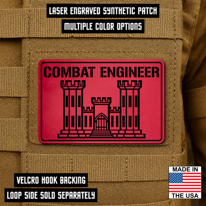 Combat Engineer Morale Patch 2"x3" Hook & Loop | Made in USA - LoneStar Adhesive