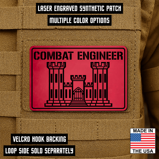 Combat Engineer Morale Patch 2"x3" Hook & Loop | Made in USA - LoneStar Adhesive