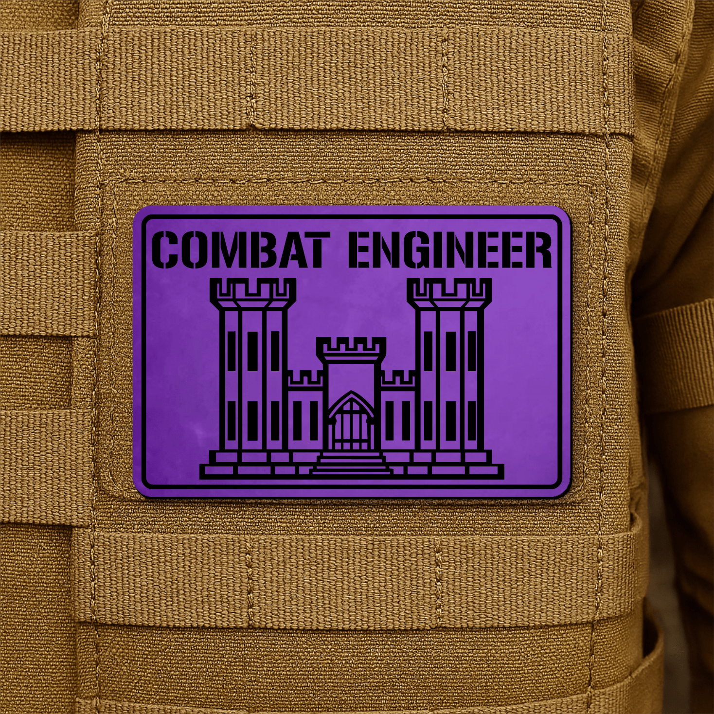 Combat Engineer Morale Patch 2"x3" Hook & Loop | Made in USA - LoneStar Adhesive