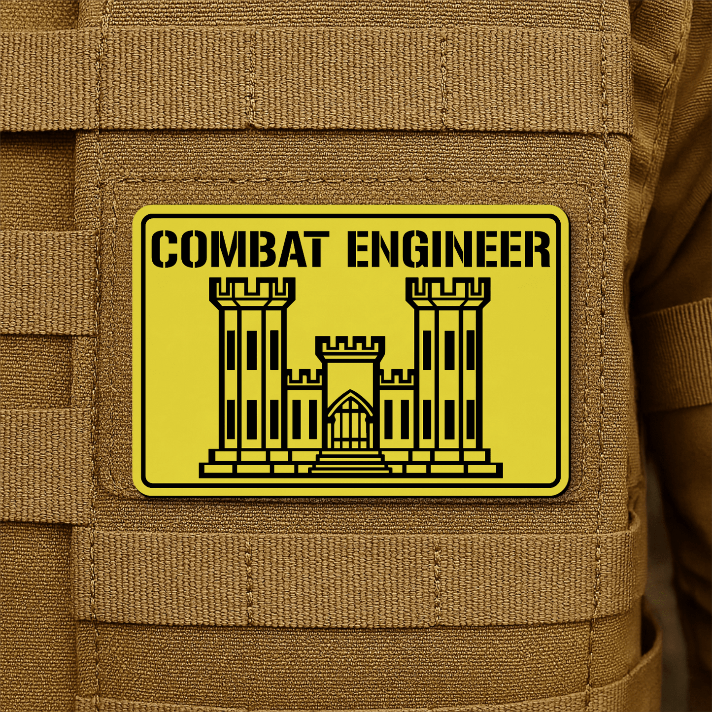 Combat Engineer Morale Patch 2"x3" Hook & Loop | Made in USA - LoneStar Adhesive