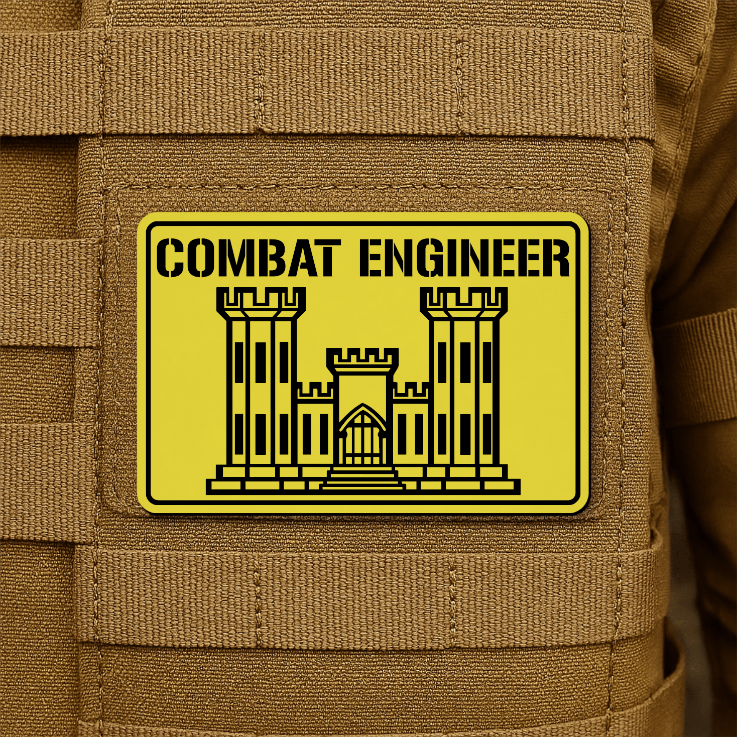 Combat Engineer Morale Patch 2"x3" Hook & Loop | Made in USA - LoneStar Adhesive