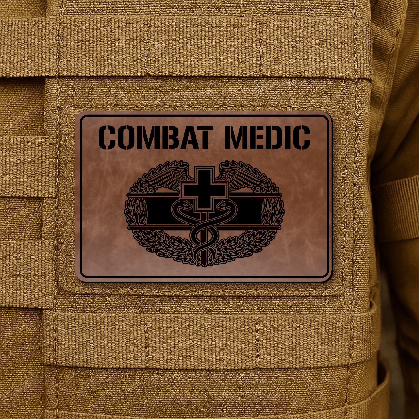 Combat Medic Morale Patch – 2” x 3” Laser Engraved Hook & Loop Tactical Patch | Made in USA - LoneStar Adhesive