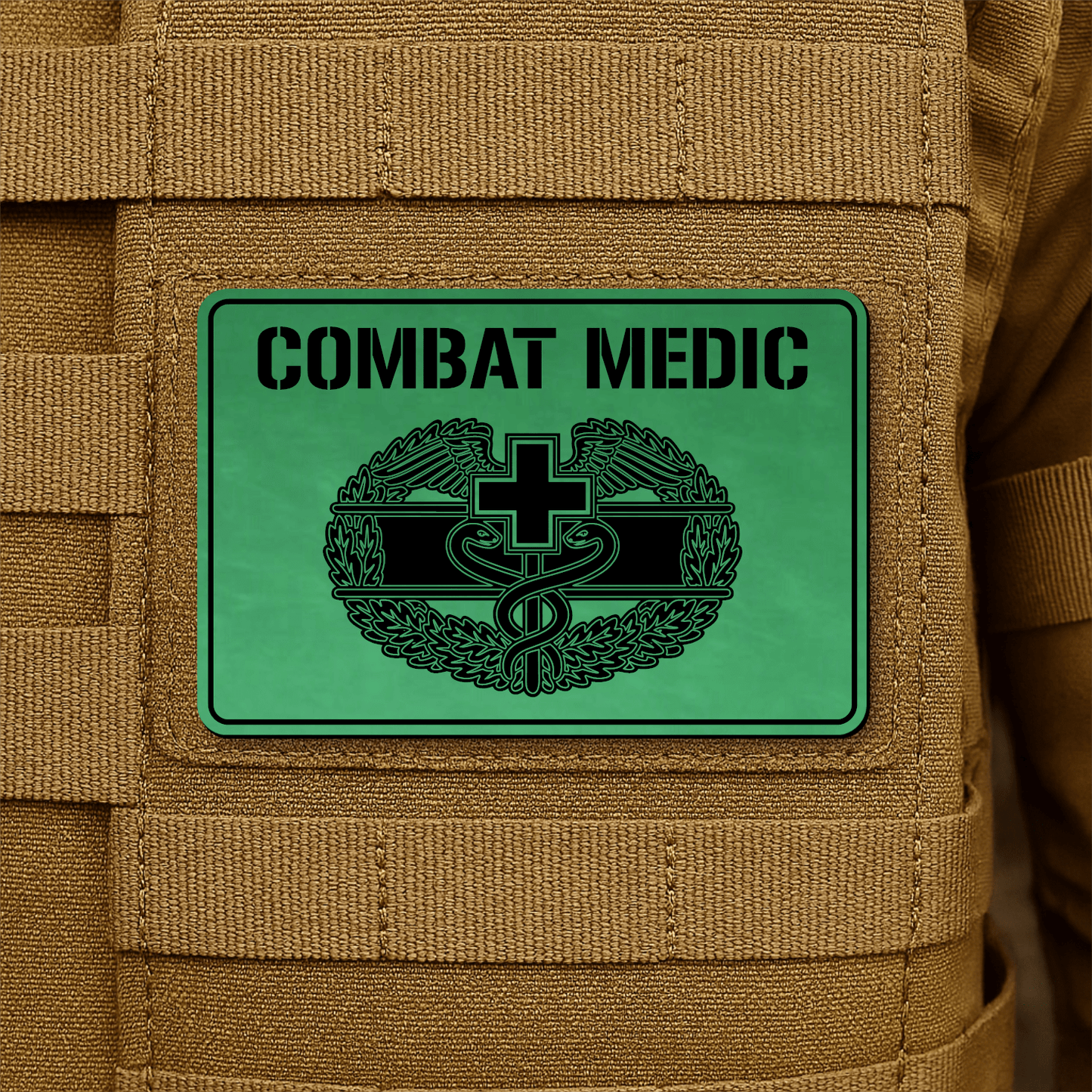 Combat Medic Morale Patch – 2” x 3” Laser Engraved Hook & Loop Tactical Patch | Made in USA - LoneStar Adhesive