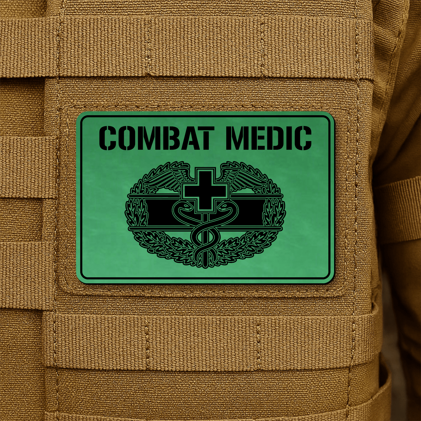 Combat Medic Morale Patch – 2” x 3” Laser Engraved Hook & Loop Tactical Patch | Made in USA - LoneStar Adhesive