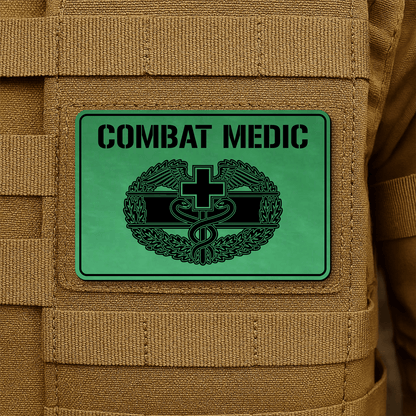 Combat Medic Morale Patch – 2” x 3” Laser Engraved Hook & Loop Tactical Patch | Made in USA - LoneStar Adhesive