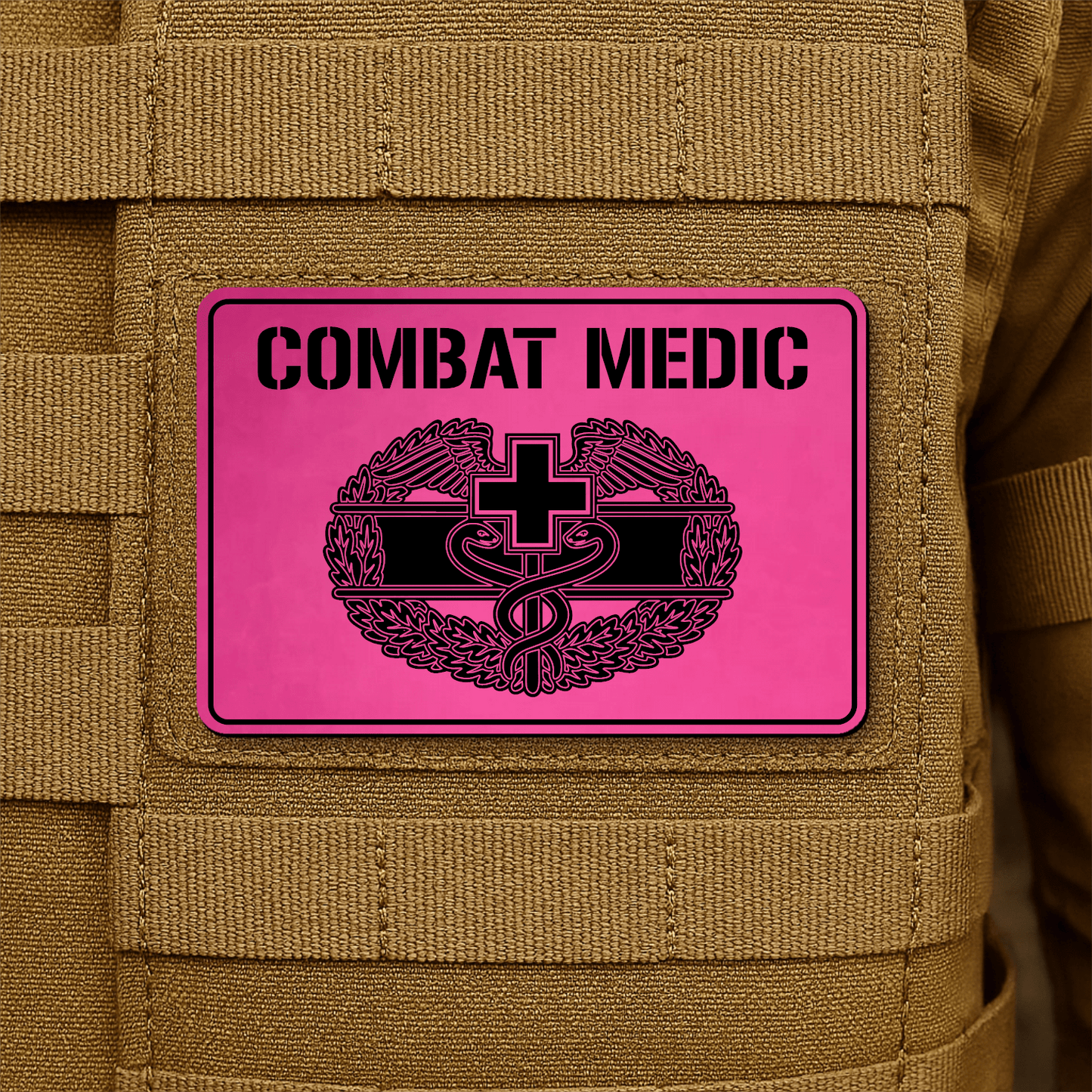 Combat Medic Morale Patch – 2” x 3” Laser Engraved Hook & Loop Tactical Patch | Made in USA - LoneStar Adhesive