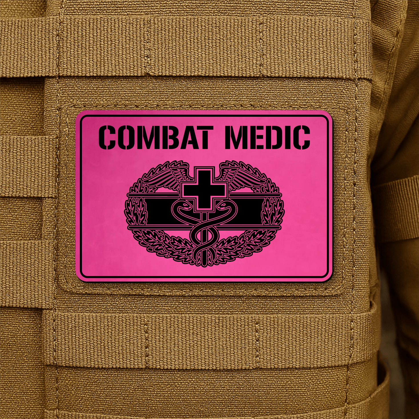 Combat Medic Morale Patch – 2” x 3” Laser Engraved Hook & Loop Tactical Patch | Made in USA - LoneStar Adhesive