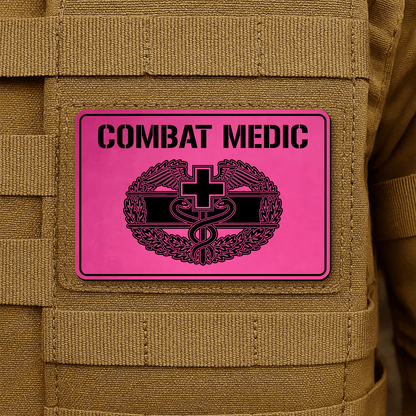 Combat Medic Morale Patch – 2” x 3” Laser Engraved Hook & Loop Tactical Patch | Made in USA - LoneStar Adhesive