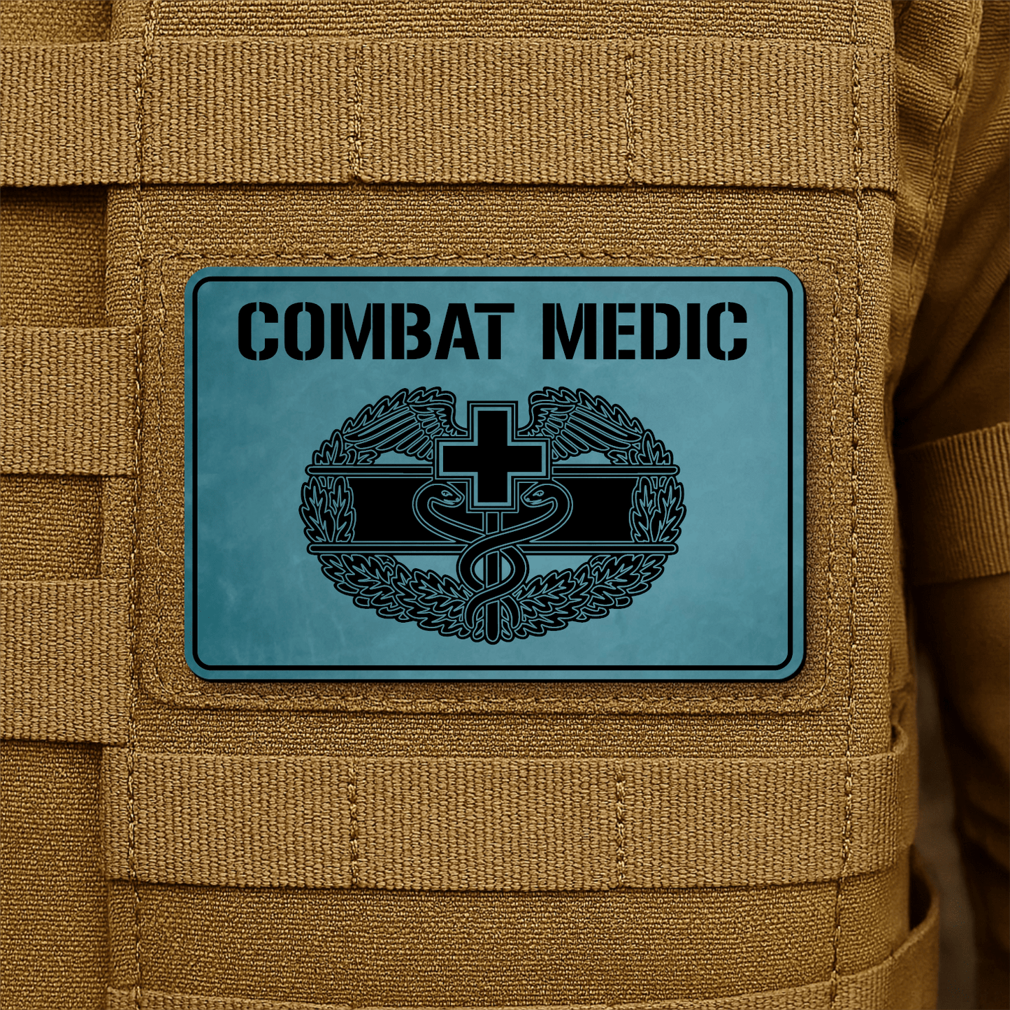 Combat Medic Morale Patch – 2” x 3” Laser Engraved Hook & Loop Tactical Patch | Made in USA - LoneStar Adhesive