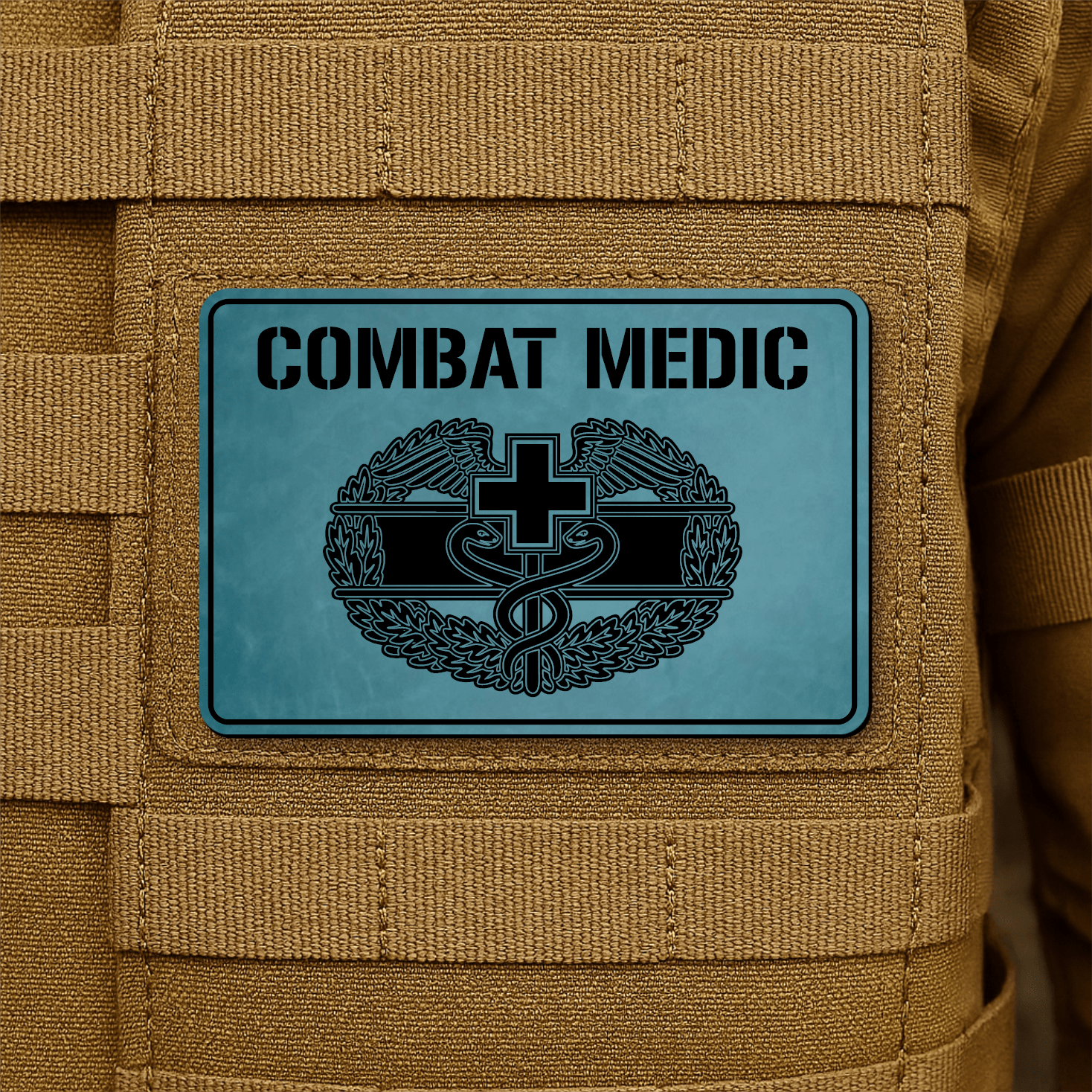 Combat Medic Morale Patch – 2” x 3” Laser Engraved Hook & Loop Tactical Patch | Made in USA - LoneStar Adhesive