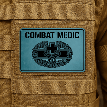 Combat Medic Morale Patch – 2” x 3” Laser Engraved Hook & Loop Tactical Patch | Made in USA - LoneStar Adhesive