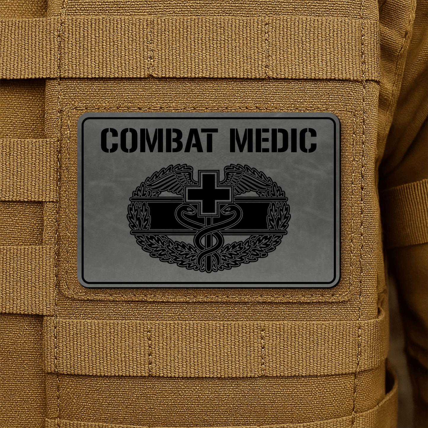 Combat Medic Morale Patch – 2” x 3” Laser Engraved Hook & Loop Tactical Patch | Made in USA - LoneStar Adhesive