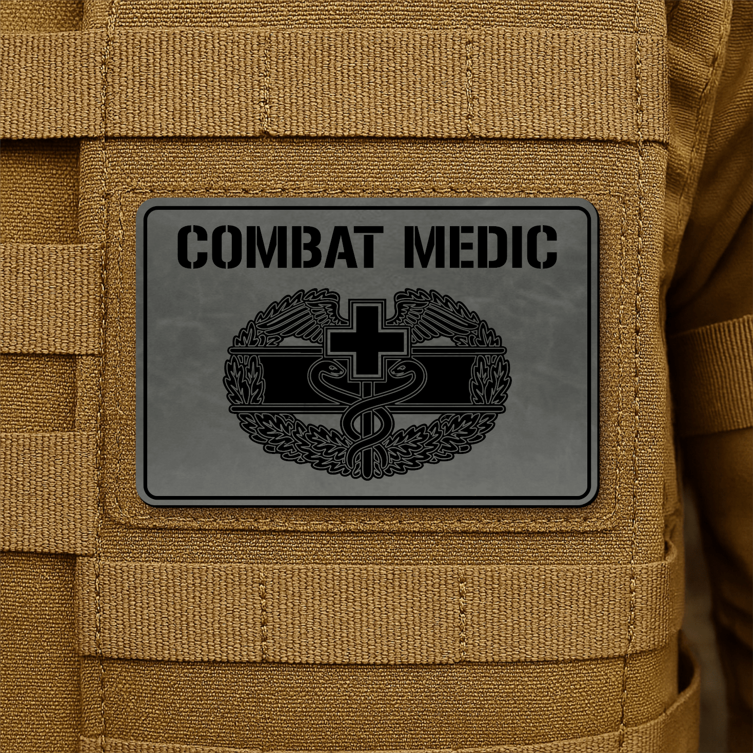 Combat Medic Morale Patch – 2” x 3” Laser Engraved Hook & Loop Tactical Patch | Made in USA - LoneStar Adhesive