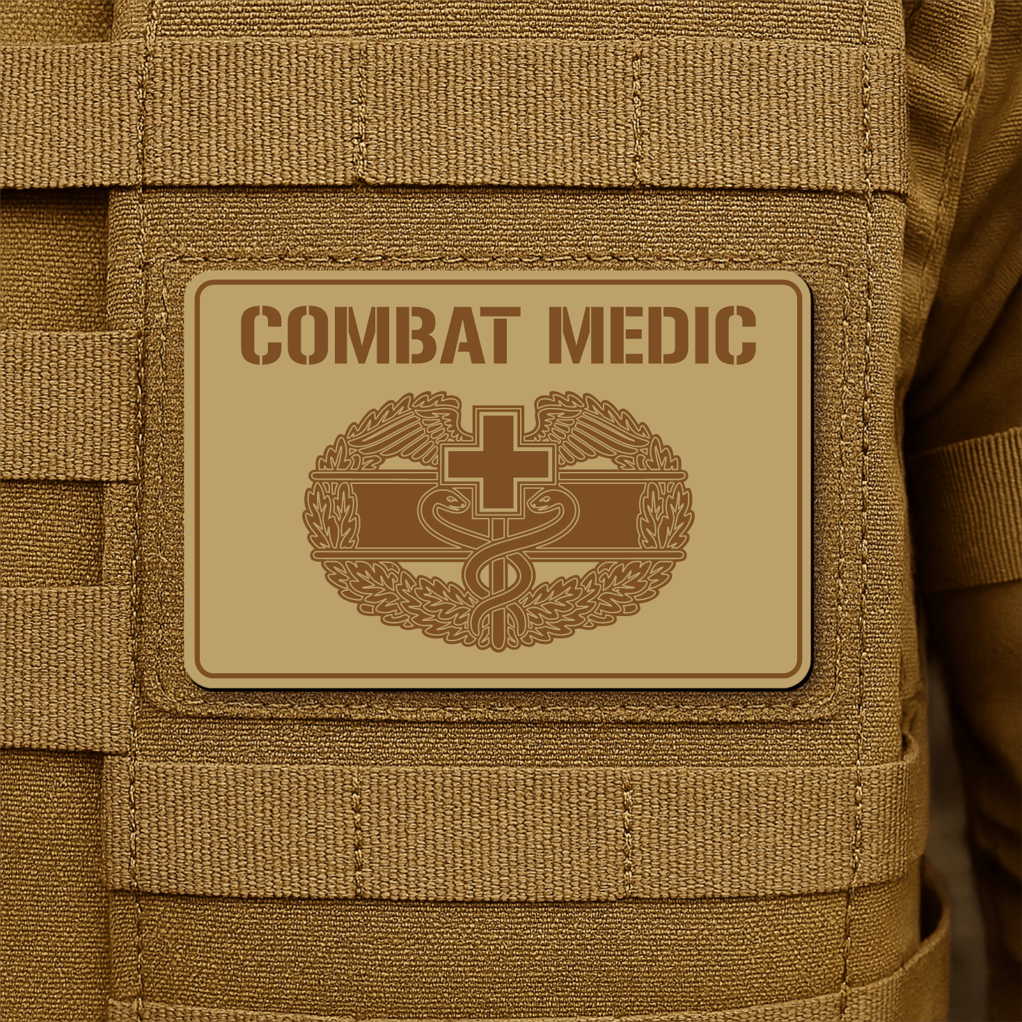Combat Medic Morale Patch – 2” x 3” Laser Engraved Hook & Loop Tactical Patch | Made in USA - LoneStar Adhesive