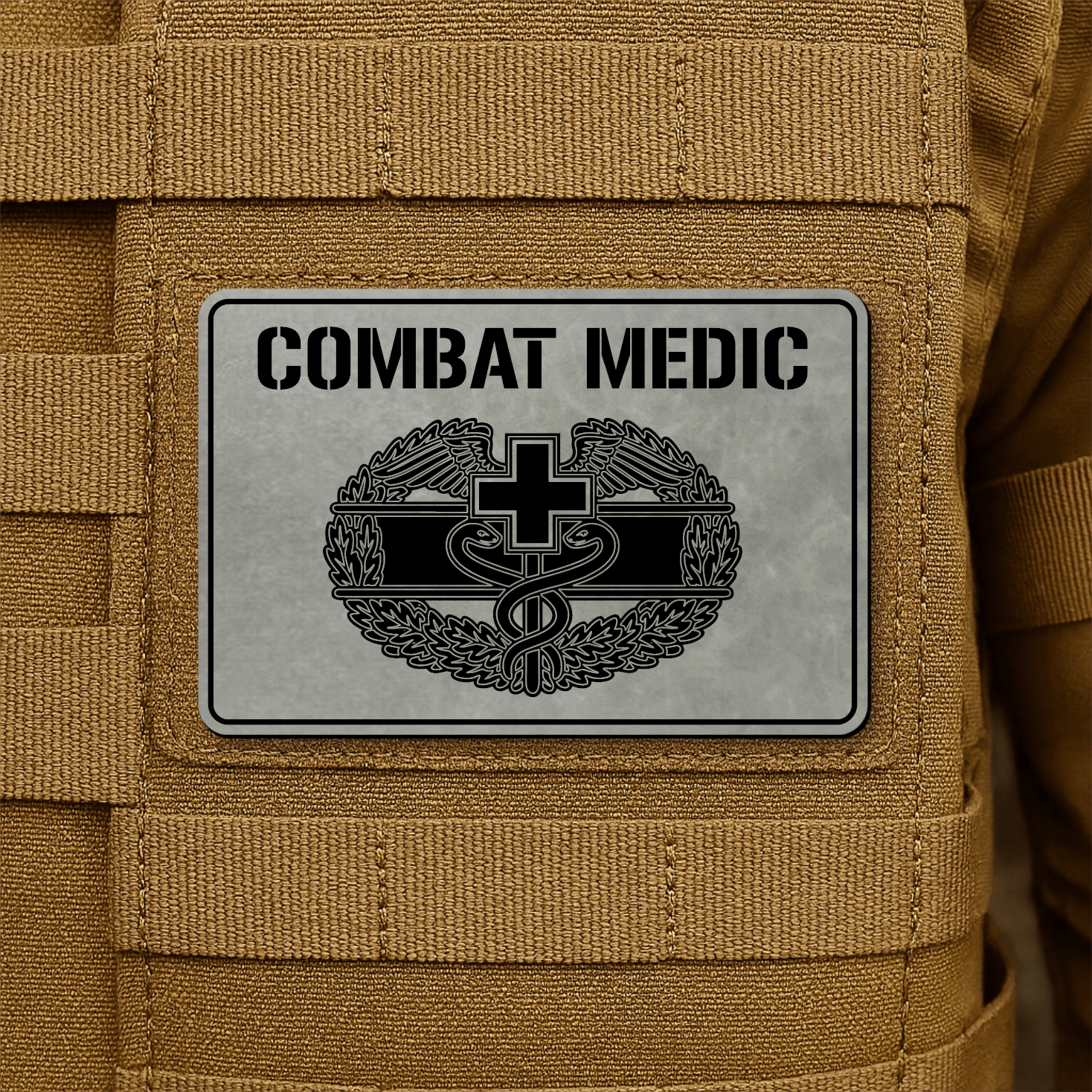 Combat Medic Morale Patch – 2” x 3” Laser Engraved Hook & Loop Tactical Patch | Made in USA - LoneStar Adhesive