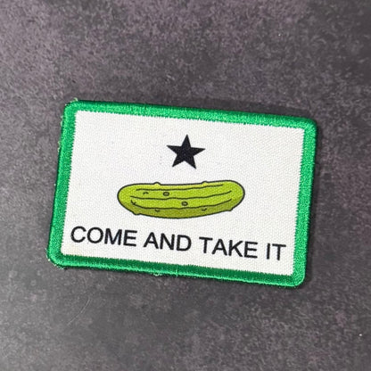 Come and Take It Pickle Funny Texas Style Morale Patch | Made in USA | VELCRO® Brand Hook Backing - LoneStar Adhesive