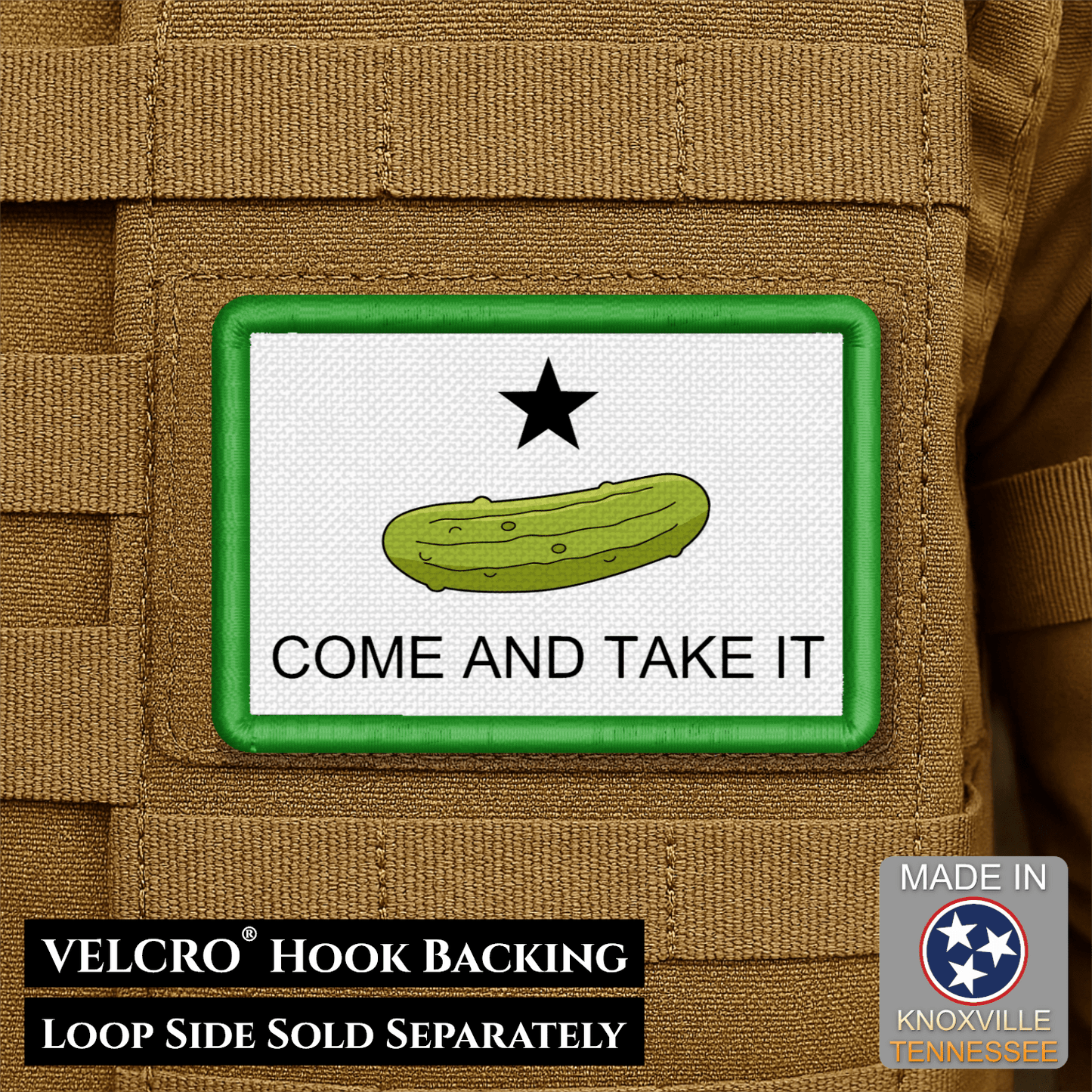 Come and Take It Pickle Morale Patch 2"x3" Hook & Loop | Made in USA - LoneStar Adhesive