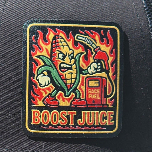 Corn Powered Racing Energy UV Printed Leatherette Hat Patch - MR01 - LoneStar Adhesive