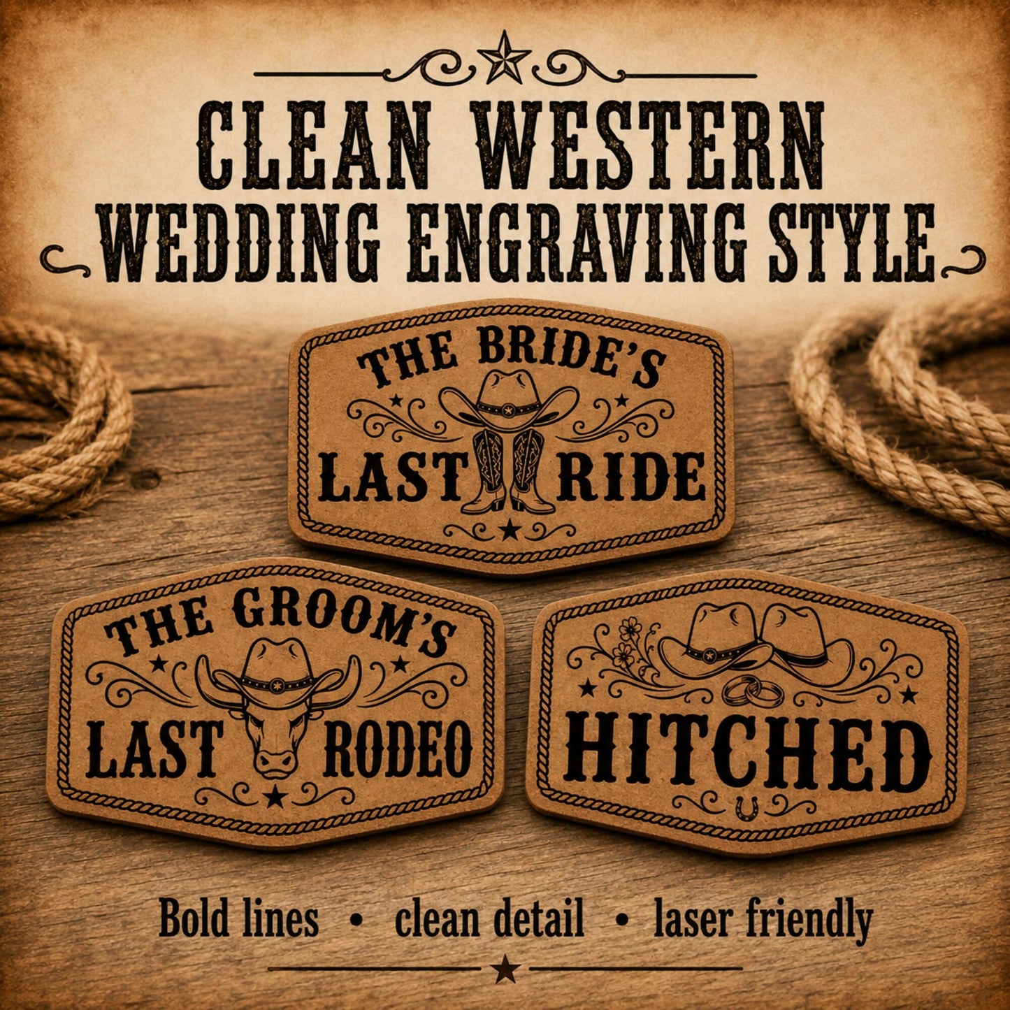 Country Wedding Hat Patch SVG Bundle, 16 Western Wedding Patch Designs, Bride Groom Bridal Party Laser Engraving Files - LoneStar Adhesive