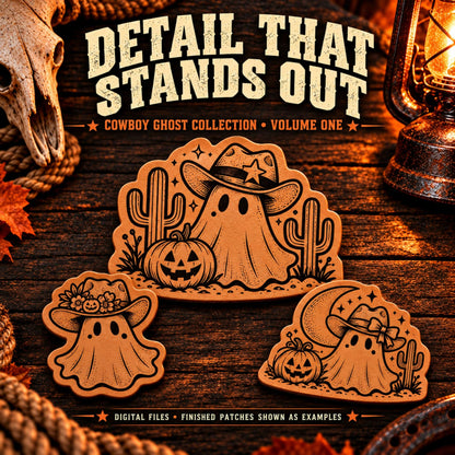 Cowboy Ghost SVG Bundle | 8 Western Halloween Laser Engraving Designs | Cowgirl Ghost Hat Patch Files | Digital Download - #LoneStar Adhesive#
