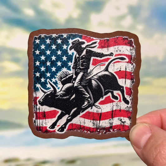 Cowboy Spirit Patriotism UV Printed Leatherette Hat Patch - MR01 - LoneStar Adhesive