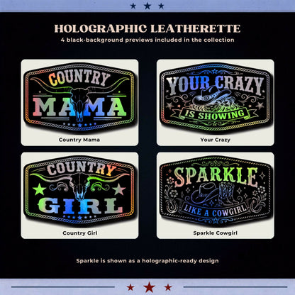Cowgirl Country Hat Patch SVG Bundle with Holographic Leatherette Designs - LoneStar Adhesive