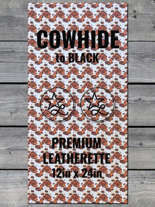 Cowhide / Black Durra-Bull Premium Leatherette™ Sheets (12x24) - #LoneStar Adhesive#