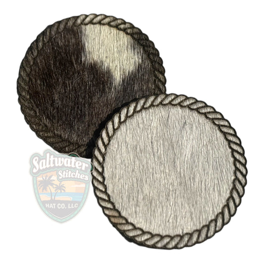 Cowhide circle with rope border - LoneStar Adhesive