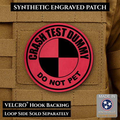 Crash Test Dummy Funny Morale Patch | Made in USA | VELCRO® Brand Hook Backing - LoneStar Adhesive