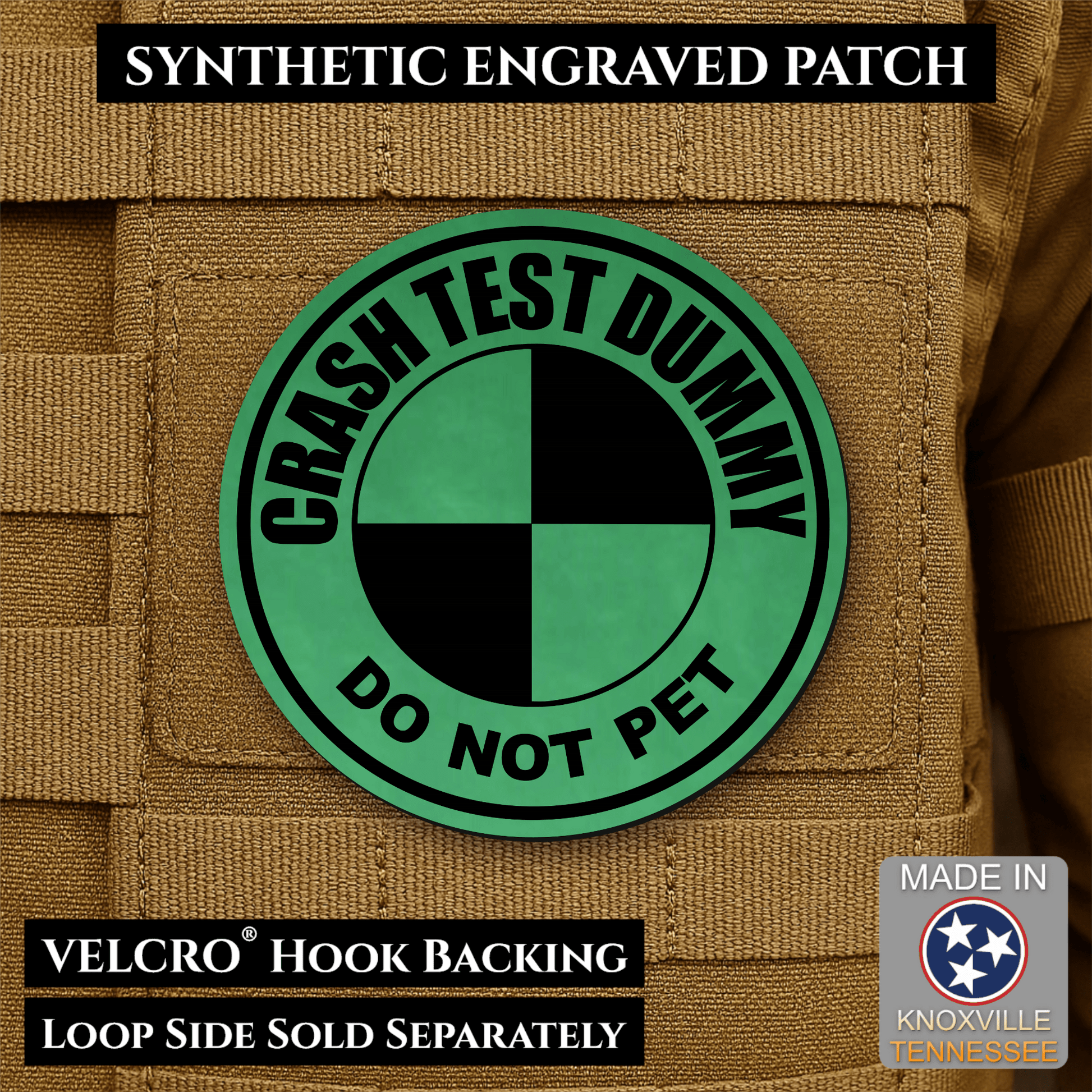 Crash Test Dummy Funny Morale Patch | Made in USA | VELCRO® Brand Hook Backing - LoneStar Adhesive