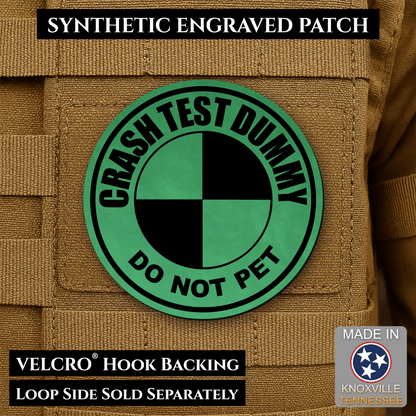 Crash Test Dummy Funny Morale Patch | Made in USA | VELCRO® Brand Hook Backing - LoneStar Adhesive