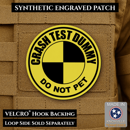 Crash Test Dummy Funny Morale Patch | Made in USA | VELCRO® Brand Hook Backing - LoneStar Adhesive