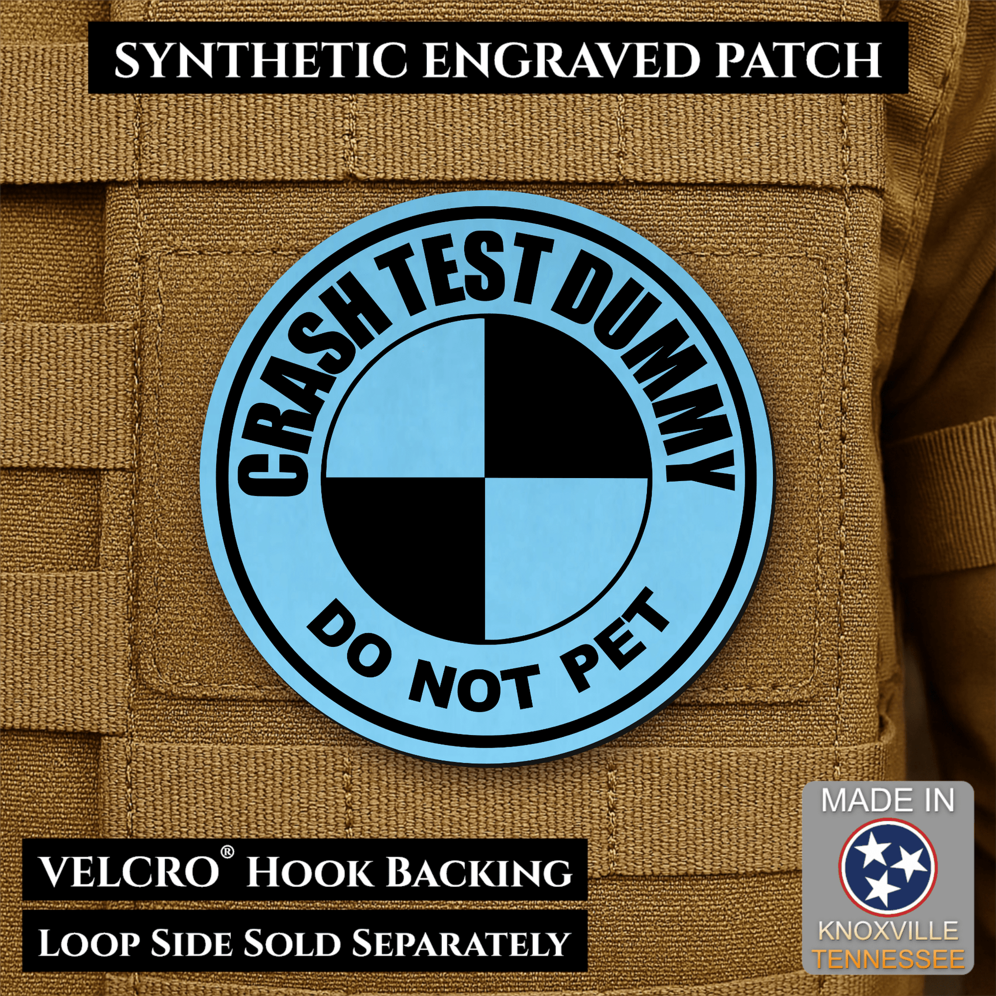 Crash Test Dummy Funny Morale Patch | Made in USA | VELCRO® Brand Hook Backing - LoneStar Adhesive
