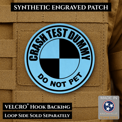 Crash Test Dummy Funny Morale Patch | Made in USA | VELCRO® Brand Hook Backing - LoneStar Adhesive