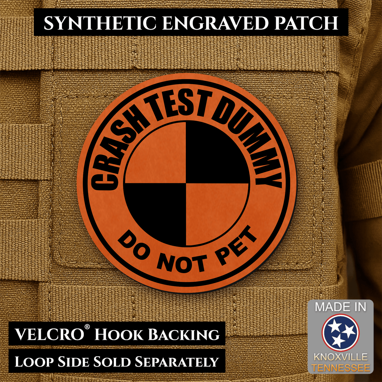 Crash Test Dummy Funny Morale Patch | Made in USA | VELCRO® Brand Hook Backing - LoneStar Adhesive