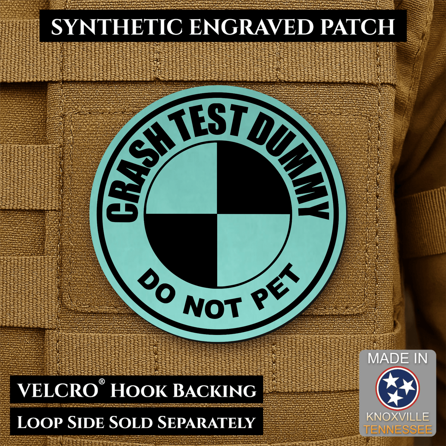 Crash Test Dummy Funny Morale Patch | Made in USA | VELCRO® Brand Hook Backing - LoneStar Adhesive