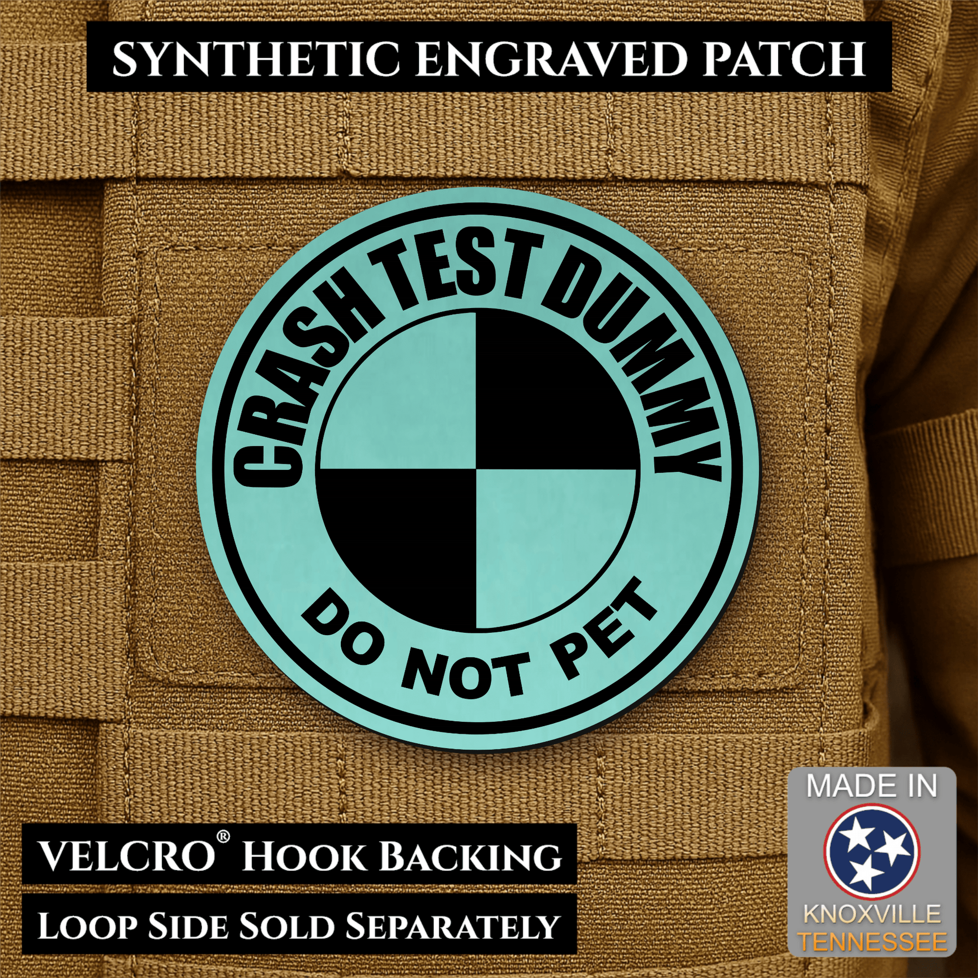 Crash Test Dummy Funny Morale Patch | Made in USA | VELCRO® Brand Hook Backing - LoneStar Adhesive