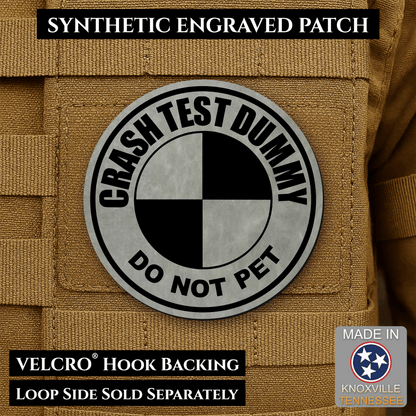 Crash Test Dummy Funny Morale Patch | Made in USA | VELCRO® Brand Hook Backing - LoneStar Adhesive