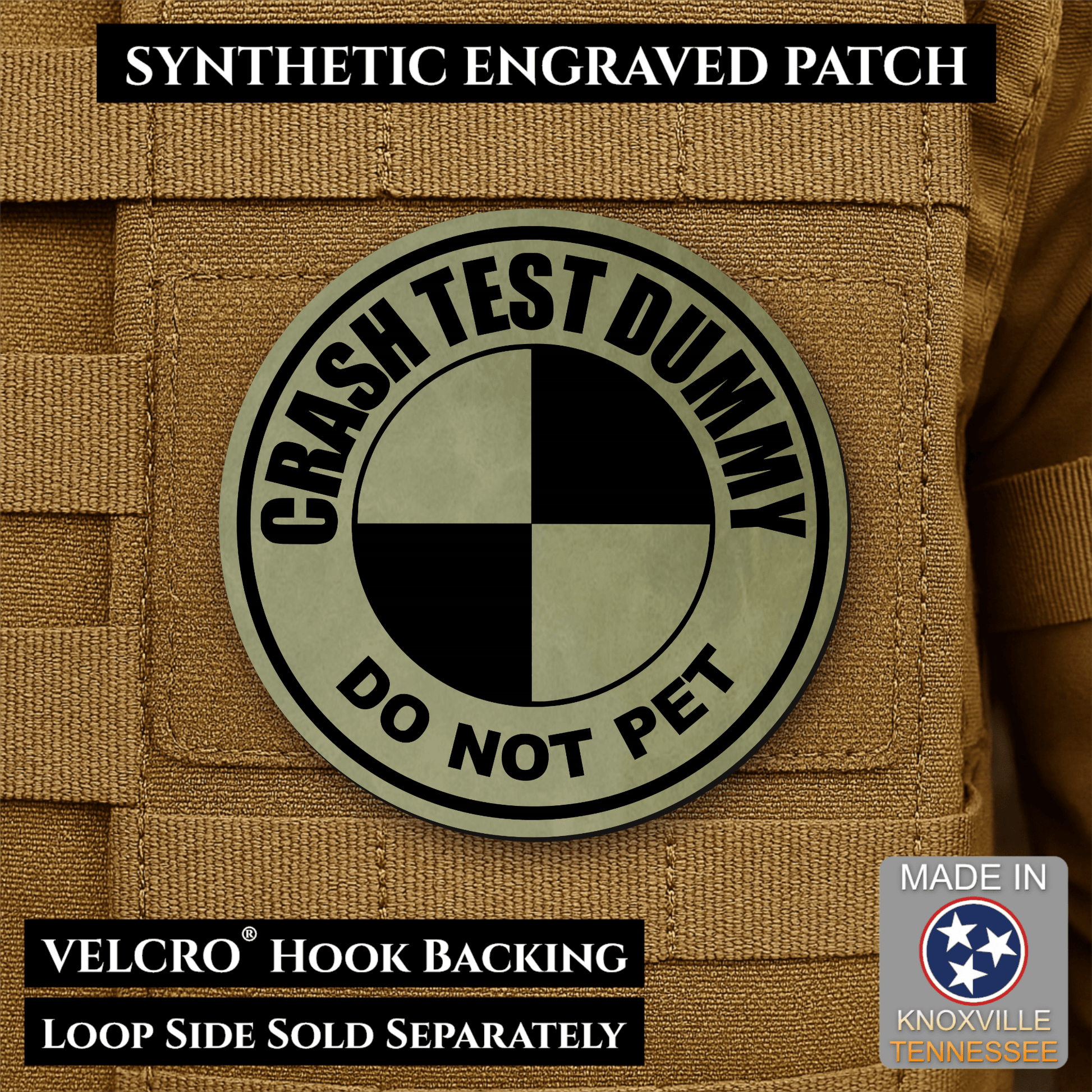 Crash Test Dummy Funny Morale Patch | Made in USA | VELCRO® Brand Hook Backing - LoneStar Adhesive