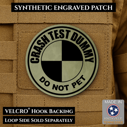 Crash Test Dummy Funny Morale Patch | Made in USA | VELCRO® Brand Hook Backing - LoneStar Adhesive