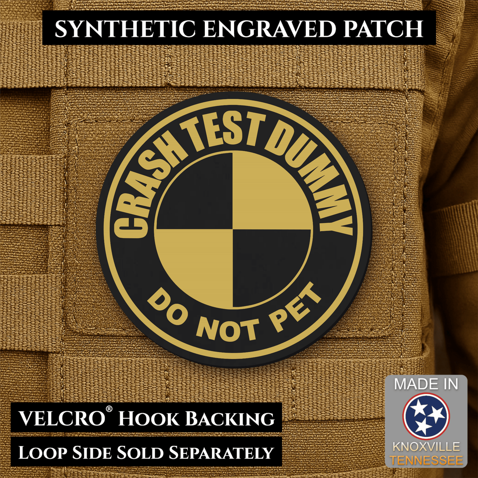 Crash Test Dummy Funny Morale Patch | Made in USA | VELCRO® Brand Hook Backing - LoneStar Adhesive