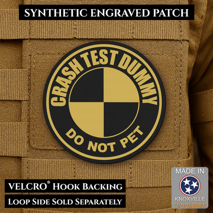Crash Test Dummy Funny Morale Patch | Made in USA | VELCRO® Brand Hook Backing - LoneStar Adhesive