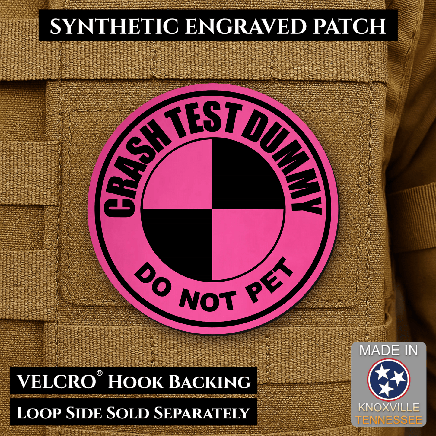 Crash Test Dummy Funny Morale Patch | Made in USA | VELCRO® Brand Hook Backing - LoneStar Adhesive