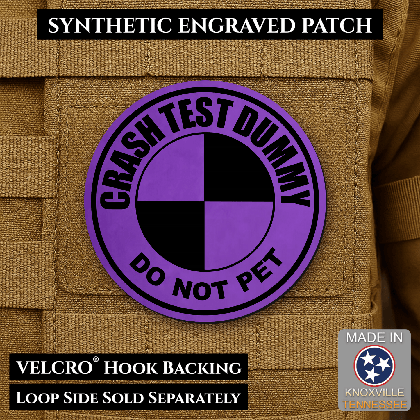 Crash Test Dummy Funny Morale Patch | Made in USA | VELCRO® Brand Hook Backing - LoneStar Adhesive