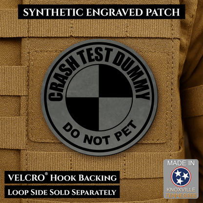 Crash Test Dummy Funny Morale Patch | Made in USA | VELCRO® Brand Hook Backing - LoneStar Adhesive