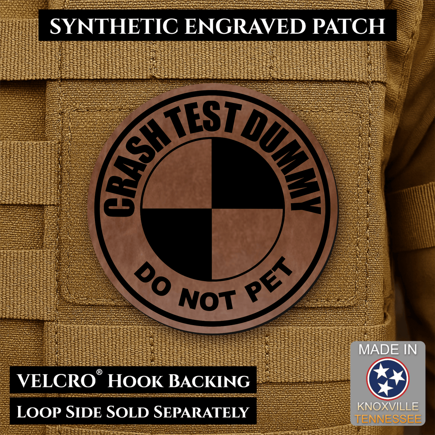 Crash Test Dummy Funny Morale Patch | Made in USA | VELCRO® Brand Hook Backing - LoneStar Adhesive