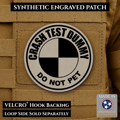 Crash Test Dummy Funny Morale Patch | Made in USA | VELCRO® Brand Hook Backing - LoneStar Adhesive