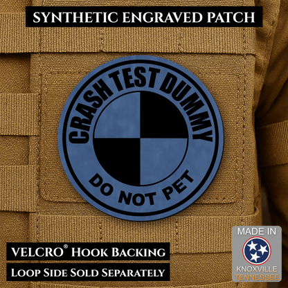Crash Test Dummy Funny Morale Patch | Made in USA | VELCRO® Brand Hook Backing - LoneStar Adhesive