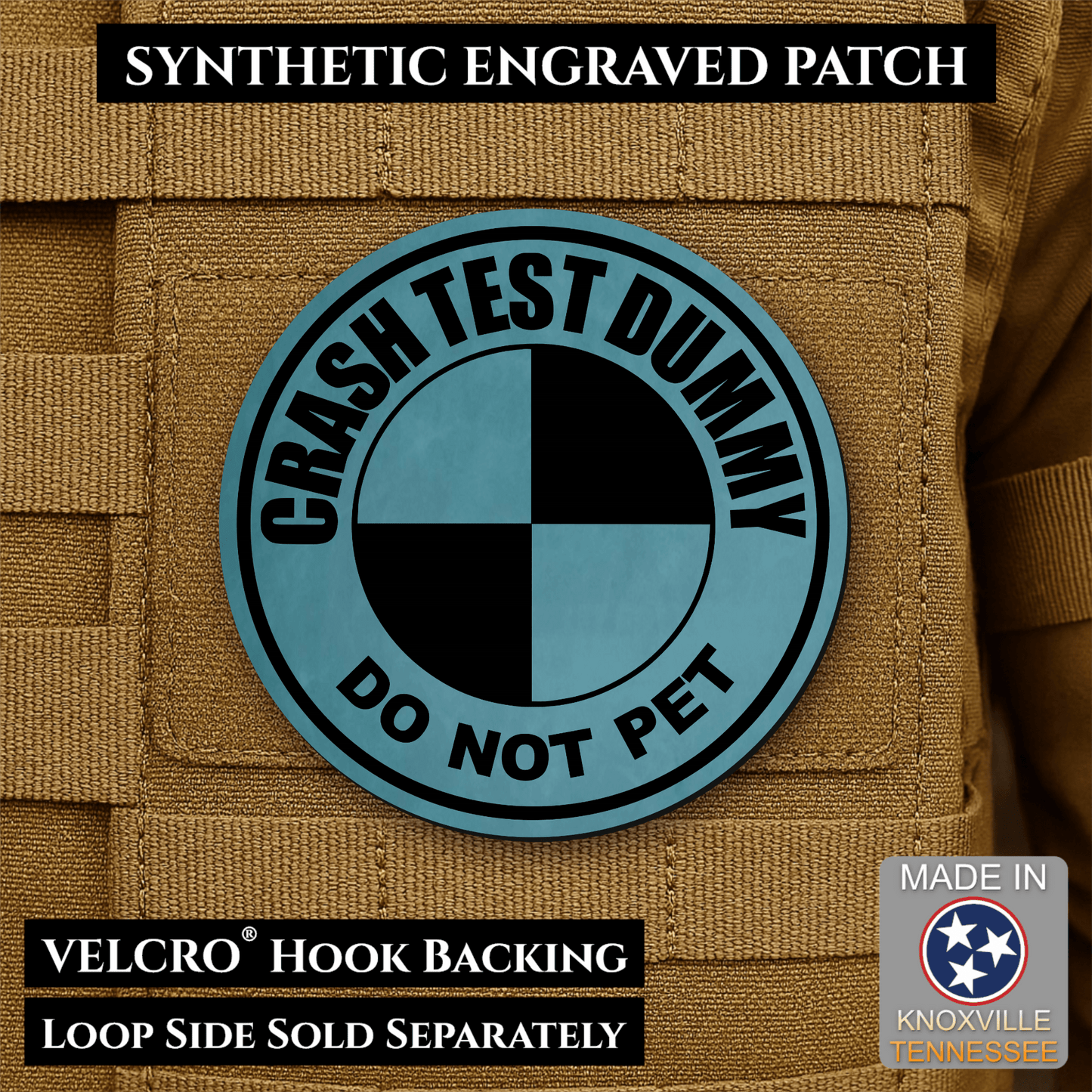Crash Test Dummy Funny Morale Patch | Made in USA | VELCRO® Brand Hook Backing - LoneStar Adhesive